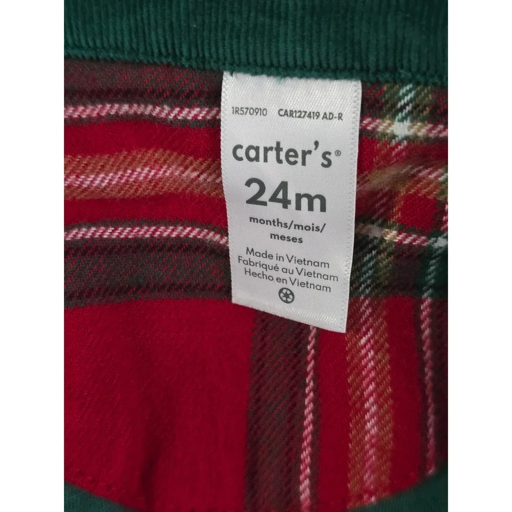 Carters Toddler Boys Green Quilted Corduroy Shirt Jacket Shacket 24M New